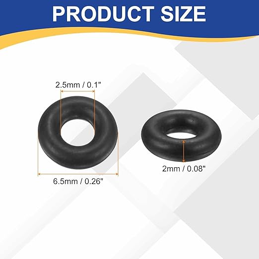 HARFINGTON 50pcs Nitrile Rubber O-Rings 6.5mm OD 2.5mm ID 2mm Width Metric Buna-N NBR Sealing Gasket Plumbing Sealing Repair O Rings for Car Auto Vehicle Repair Faucet Air Gas