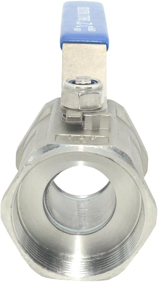 VARMHUS 2PCS 2" Stainless Steel 304 Ball Valve 1Pc Type NPT Female Threaded with Heavy Duty Blue Vinyl Insulation Handle,CF8M Ristricted Flow,1000 WOG (2PCS 2")