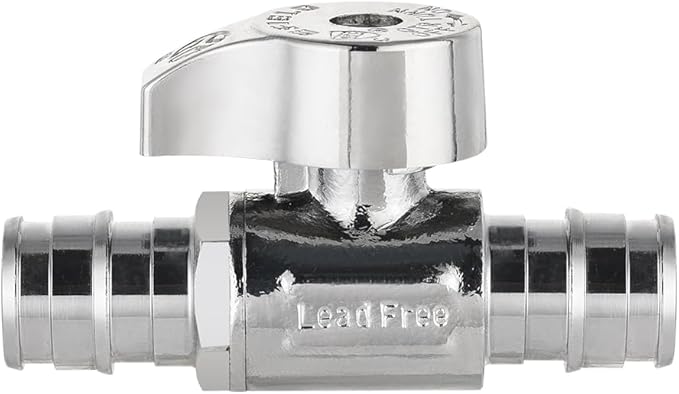 EFIELD 1/4 Turn Straight Stop Valve - Pex-A Cold Expansion 1/2" Pex X 1/2" Chrome Plated, ASTM F1960, Heavy Duty, LF Brass,(VALVE384)