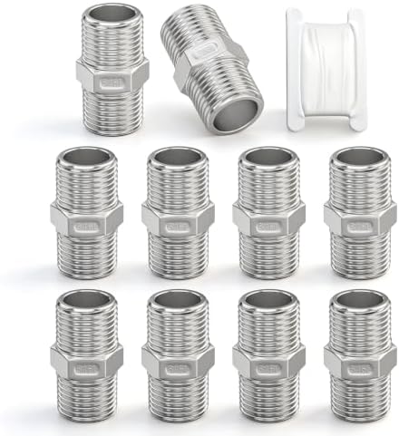 TAISHER 10PCS 316L Hex Nipple, Pipe Fitting 3/8" Male NPT