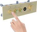 Enga 3-Function Shower Mixing Valve, Temperature Display Push-Button Thermostatic Valve with Flow Volume Control, Brushed Gold