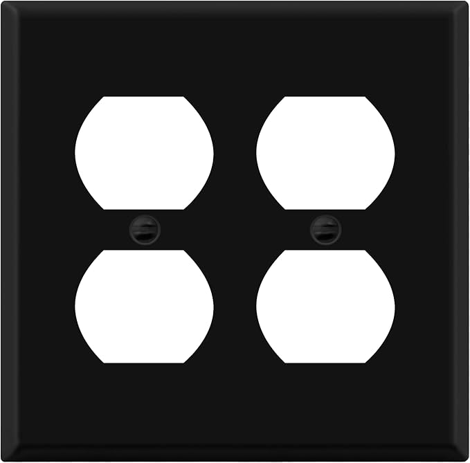 ENERLITES Double Duplex Receptacle Metal Wall Plate, Corrosion Resistant, Standard Size 2-Gang 4.50" x 4.57", Powder Coated Stamped Steel, 7722-BM, Black Matte