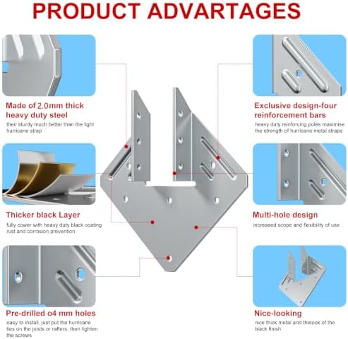 Hurricane Ties for Rafters, 50 Pack, Zinc Color-Plated Steel