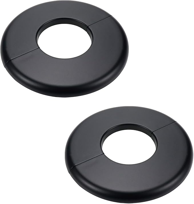 2 Pcs Wall Split Flange, ABS Round Self-Adhesive Escutcheon Plate Buckles Design for 1.73"/44mm Diameter Pipe
