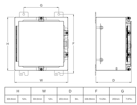 MJ-Box Steel Electrical Enclosure Box 12 x 12 x 8 304 Stainless Steel Explosion Proof Electrical Box IP66 Waterproof & Dustproof Outdoor/Indoor NEMA 4X Stainless Steel Enclosure