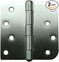 Hinge Outlet 4 Inch with 5/8 Inch Square Radius Ball Bearing Door Hinges, Heavy-Duty Steel, Removable Pin (Stainless Steel, 2 Pack)