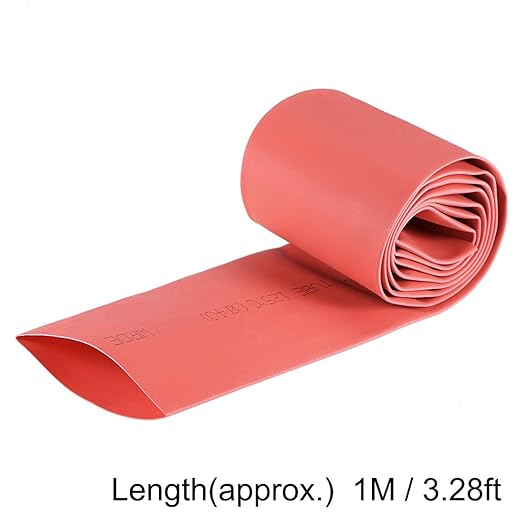 uxcell Heat Shrink Tubing, 40mm Dia 66mm Flat Width 2:1 Rate Shrinkable Tube Cable Sleeve 1m - Red