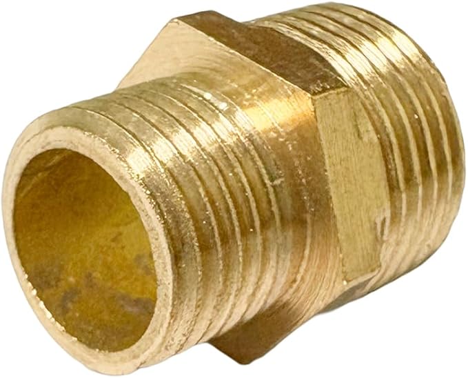 3/8" x 1/4" Male Threaded Hex Nipple Reducer Brass NPT Pipe Fitting Adapter Straight Connectors Pack of 2