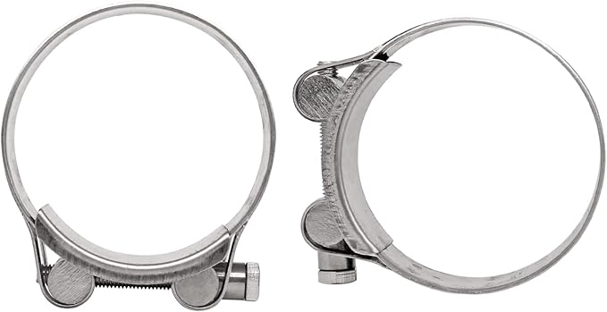 AKIHISA T-Bolt Hose Clamp,113-121mm OD Range 304 Stainless Steel Pipe Strap Clamp, Adjustable Heavy Duty Tube Clamp (2Pack, 4.45" to 4.76")