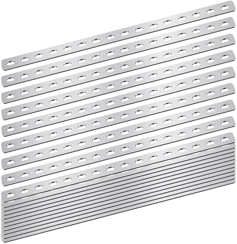 Zonon 15 Pcs 16 Inches Flat Straight Brace Brackets Adjustable 201 Stainless Steel Mending Plate 408mm/16 '' Length 16 Screw Hole Straight Bracket, 2.8 mm Thickness, Slot for 5/16" Screw (Silver)