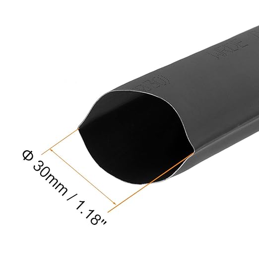 uxcell Heat Shrink Tubing, 30mm Dia 50mm Flat Width 2:1 Rate Shrinkable Tube Cable Sleeve 1m - Black