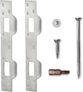 Door Latch Plates Double Holes, Security Door Strike Plates for Exterior Interior Door, Reinforcement Striker Plates for Door Knob and Deadbolt, Heavy Duty (2, Satin Nickel)
