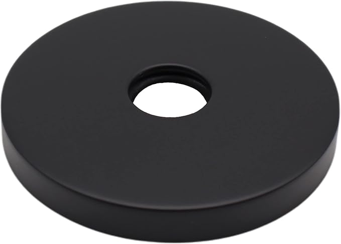 Corla Modern Shower Arm Flange 3.5" Extra Large | Universal Escutcheon Replacement Cover Plate Round (Matte Black)