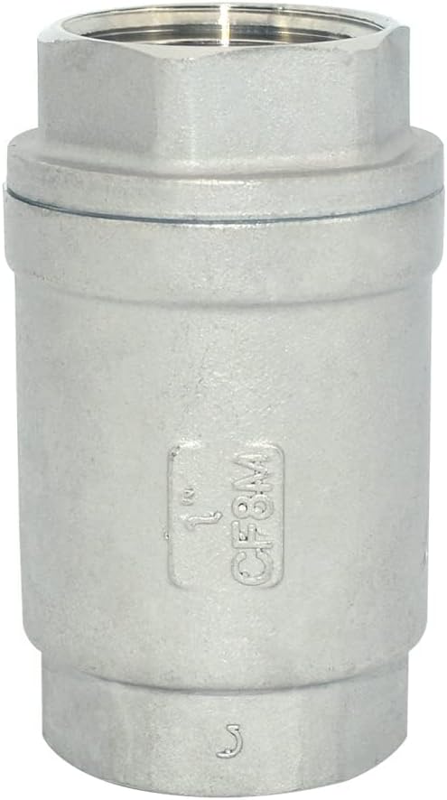 1" NPT Female WOG1000 Check Valve, Spring Loaded In-line Low Cracking Pressure, Stainless Steel SS316 CF8M (1 Inch)…
