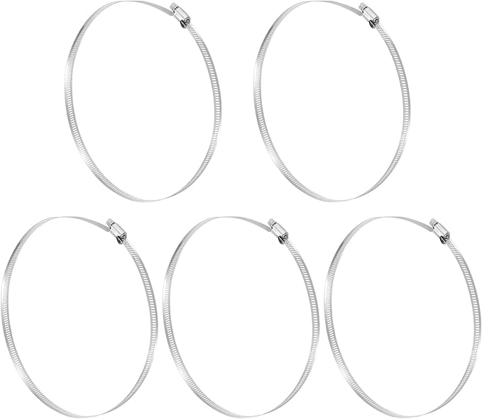 MECCANIXITY 8 Inch Stainless Steel Hose Clamp, Worm Gear Clamp Adjustable 7 5/8"-8 1/2"(194-216mm) Fuel Line Hose Clamps Duct Clamp for Pipe Plumbing Automotive Mechanical (Pack of 5)