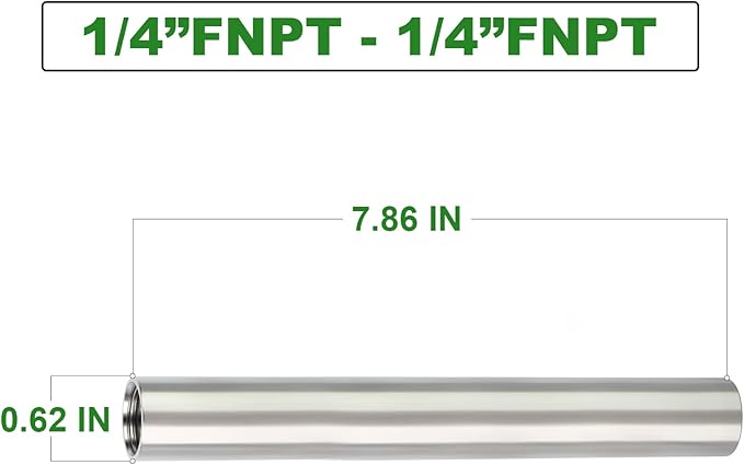 TAISHER 2PCS Stainless Steel Pipe Fittings, 1/4" NPT x 1/4" NPT Female Threaded, 8" Length Nipple Cast Pipe