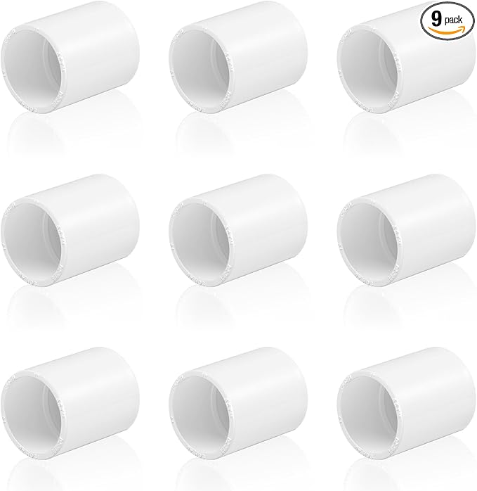 9 pcs 1" PVC Coupling Pipe Fittings (Socket x Socket) Schedule 40 PVC Fittings used For Plumbing and Irrigation