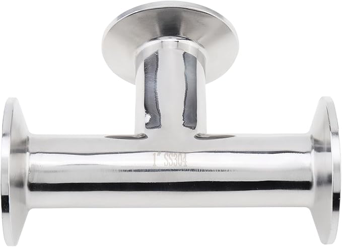 3-Way Tri-Clamp Tee Sanitary Fitting, 304 Stainless Steel, 1-inch OD (25 mm), Fits 1.5-inch Tri Clamp