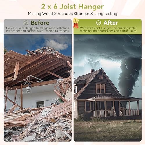 25 pcs 2x6 Joist Hanger,LU26 18 Gauge Galvanizing Face Mount Joist Hangers for Wood,Hurricane Tie for Rafter Fits Truss Connectors.Rafter Hangers 2x6 Great for Floor Deck and Ceiling Joists