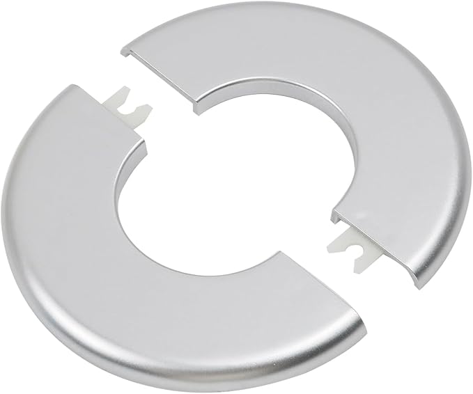 4 Pcs Wall Split Flange, ABS Round Self-Adhesive Escutcheon Plate Buckles Design for 2"/51mm,Silver