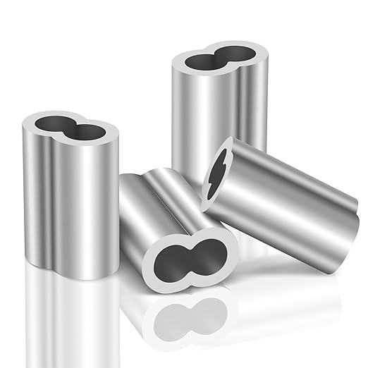 3/16"(5mm) Aluminum Crimping Loop Sleeve, Wire Rope Sleeve, Cable Crimps Sleeves, Cable Ferrules for Wire Rope and Cable Line End, 50 PCS