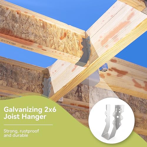 25 pcs 2x6 Joist Hanger,LU26 18 Gauge Galvanizing Face Mount Joist Hangers for Wood,Hurricane Tie for Rafter Fits Truss Connectors.Rafter Hangers 2x6 Great for Floor Deck and Ceiling Joists