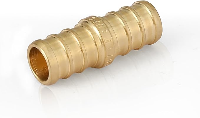 30-Pack HeSun PEX Fittings, 3/4"x3/4" Pex Straight Coupling, Brass Crimp Fitting for Pex Pipes, ASTM F1807(PEX1807006-30)
