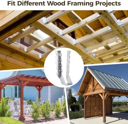 25 PCS 2x8 Joist Hangers, Stainless Steel Framing Connectors for 2 x 8 Lumber, Wood Beam Face Mount Rafter Brackets with Screws & Gloves, Header to Joist Hardware for Deck, Roof