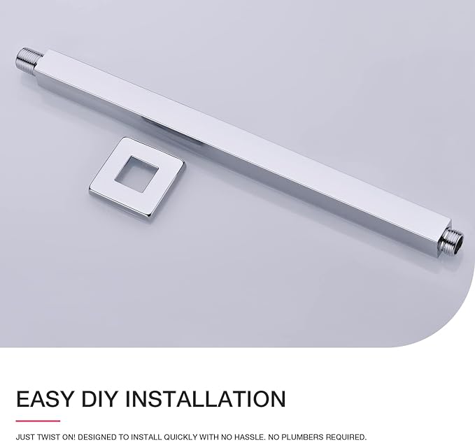 TRUSTMI Square Ceiling Mount Shower Arm with Flange, 16 Inch, Stainless Steel Extension Arm for Rainfall Shower Head, Chrome