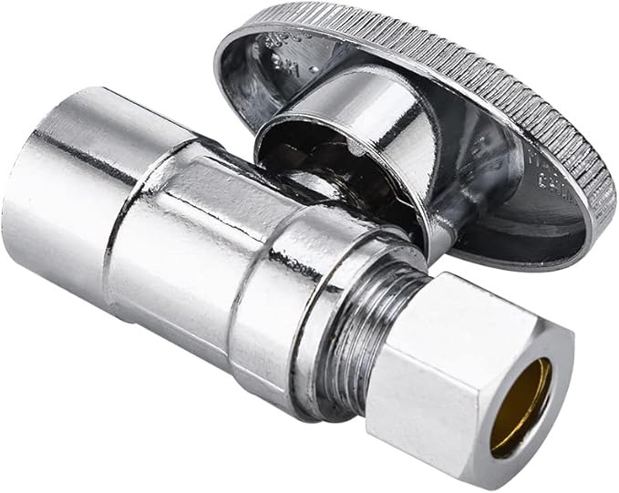 (Pack of 10) EFIELD Sweat 1/2" x 3/8" Compression Chrome 1/4-Turn Straight Stop Water Shut-off Ball Valve,(VALVE093)