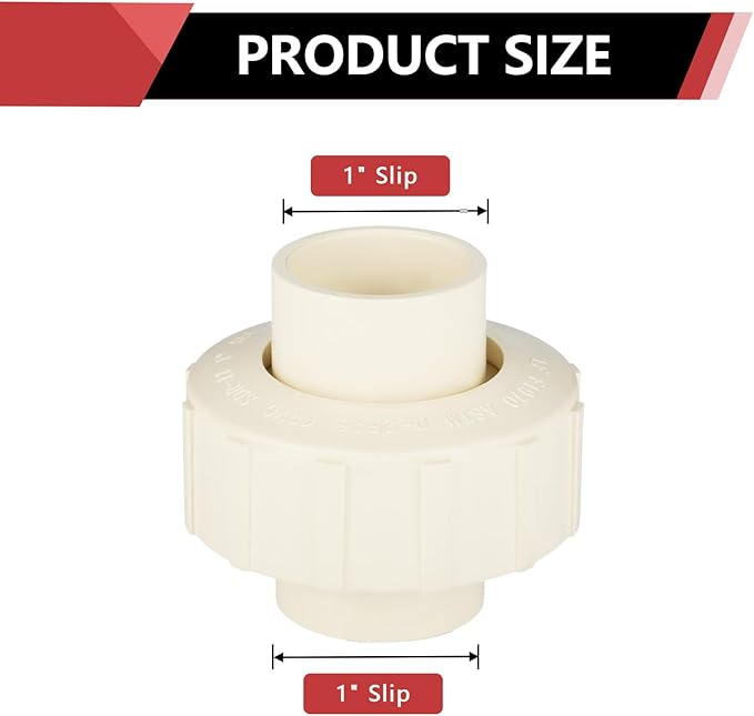 (20 Pack) EFIELD 1" Inch CPVC Slip Union, CTS x CTS Union Solvent Connection Fittings,(CPVC032-20PCS)