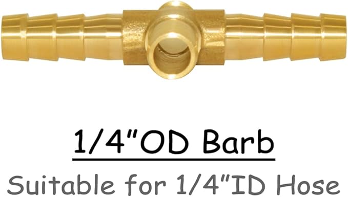 2PCS Solid Brass 1/4"OD Barb Fittings 4-Way Union Intersection Hose Pipe Barb Fitting for Water/Oil/Gas