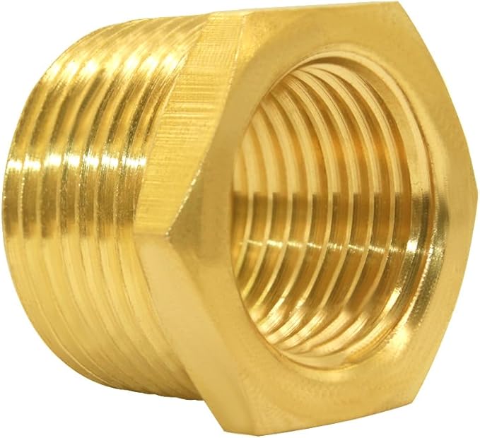 Joywayus Brass Reducing Hex Bushing 1" NPT Male to 3/4" NPT Female Pipe Fitting Reducer Adapter(Pack of 2)