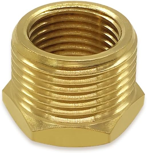 Hooshing 3PCS Brass Reducing Hex Bushing 3/4" NPT Male x 1/2" NPT Female Thread Reducer Pipe Fitting Adapter
