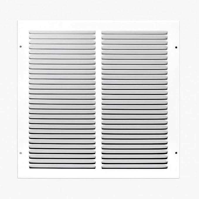 12 x 12 Inch Return Air Vent Cover, Solid Steel HVAC Grille for Wall or Ceiling, White Duct Opening, Durable Return Air Vent Cover, Airflow Ventilation Grille for Home or Office