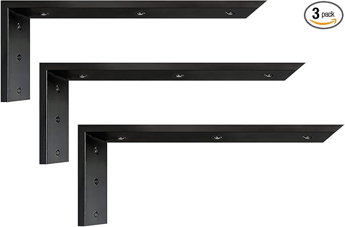 Countertop Support Bracket 16 inch 3 Pack Granite Countertop Bracket 16" x 6" x 2 1/2" Heavy Duty Shelf Bracket L Bracket Mantel Corbels for Wood/Quartz/Concret/Laminate Countertops