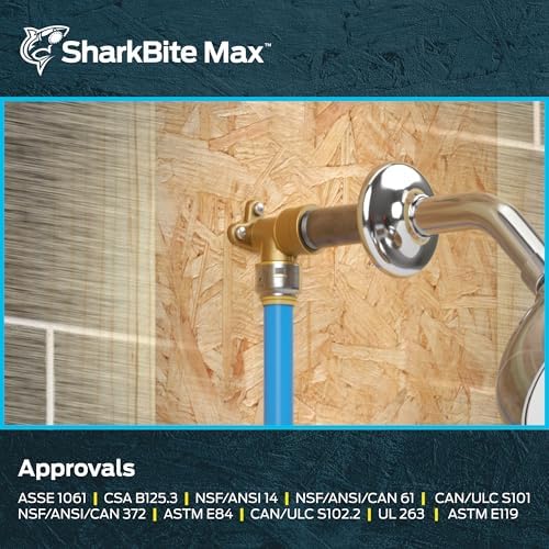 SharkBite Max 1/2 x 1/2 Inch FNPT Drop Ear Elbow, Pack of 6, Push to Connect Brass Plumbing Fitting, UR334