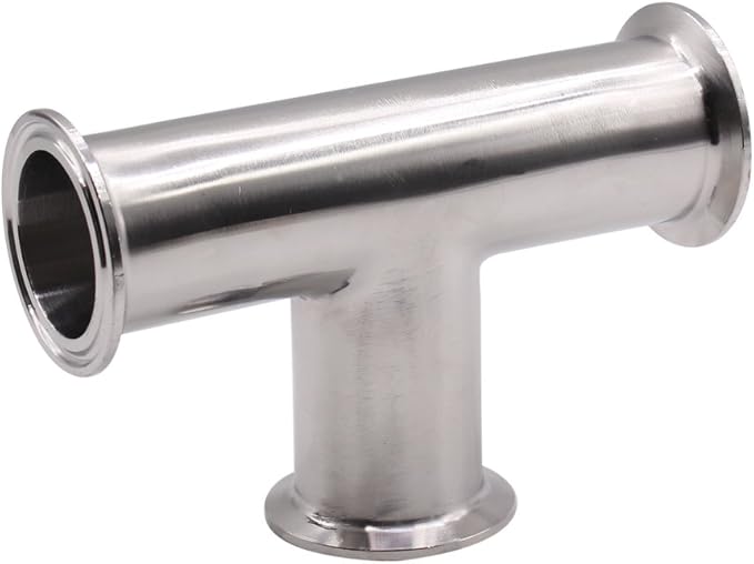 DERNORD Clamp Tee 3 Way Stainless Steel 304 with 3 Silicone Gaskets Fits 2" Tri Clamp, 51mm Pipe OD Sanitary Fittings (2 inch)