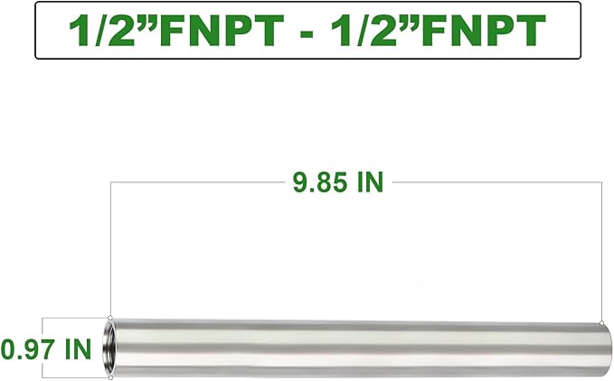 TAISHER 2PCS Stainless Steel Pipe Fittings, 1/2" NPT x 1/2" NPT Female Threaded, 10" Length Nipple Cast Pipe