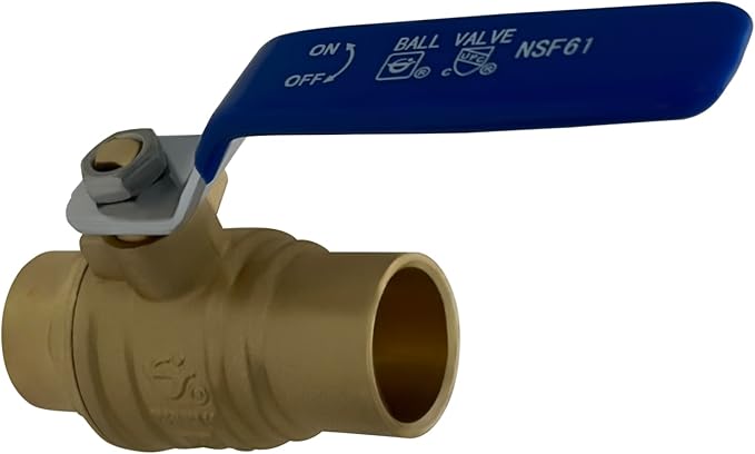 XFITTING 3/4 in Sweat Ball Valve, Brass, Full Port, 600 WOG, (Water, Oil, Gas), 1/4 Turn, 5 Pieces