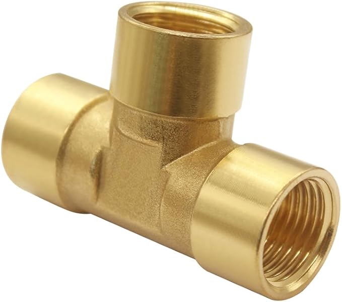 Hooshing Brass Tee Pipe Fitting 1/2" x 1/2" x 1/2" NPT Female Tee Adapter for Fuel Oil Gas Plumbing