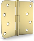 goldenwarm Pack of 6 4in Door Hinges Brushed Brass Gold Door Hinges Butt Hinges with Square & Round Corners, Interior Door Hardware