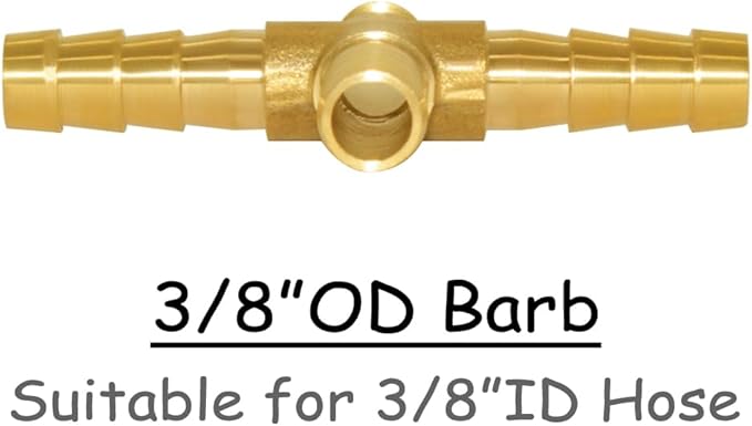 2PCS Solid Brass 3/8"OD Barb Fittings 4-Way Union Intersection Hose Pipe Barb Fitting for Water/Oil/Gas