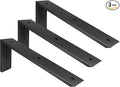 WINKER Countertop Support Bracket 3 Pack Heavy Duty 1/2" Thick Hidden L Shelf Bracket 18" x 8" x 2.5" Metal Corbels for Quartz/Granite/Wood/Concrete/Laminate Countertops, Black