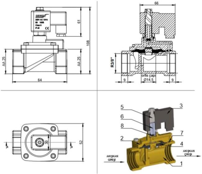 UNOX 3/8" NPT Solenoid Valve 24V DC, Brass Control Valve Normally Closed - 7-232 PSI Multi-Purpose Reliable Control Valve for Water, Air, and Gas - Solenoid Valves