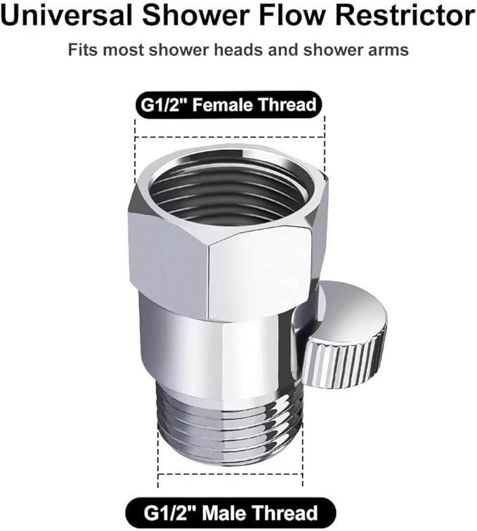 Brass Shower Flow Control Valve: Shower Head Shut Off Valve(Female and Male), MAYYAYA Water Flow Control Valves, for Handheld Shower Head or Bidet Sprayer- Handle Lever (Chrome)