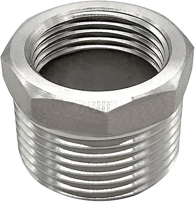 Beduan Stainless Steel Reducer Hex Bushing, 1" Male NPT to 3/4" Female NPT, Reducing Cast Pipe Adapter Fitting