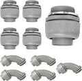 Conduit Connectors, 1-1/2 Inch Liquid Tight Connector NPT Non-Metallic for PVC Electrical Flexible Conduit Fittings, 5 Straight and 5 Angle 90 Degree, UL Listed, Grey (10-Pack)
