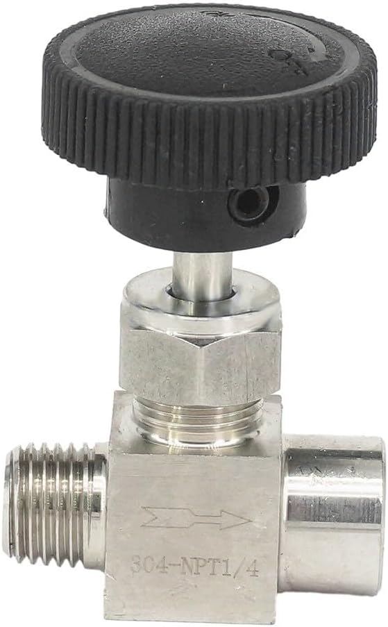 Needle Valve 1/4 Npt Valve Female To Male 304 Stainless Steel Flow Control For Water Gas Oil Systems Black Silver Plumbing Fitting