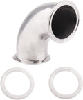 DERNORD Sanitary Ferrule Elbow 90 Degree Pipe Fitting with 2 Piece Silicone Gasket SS304 Tri Clamp (3" Tube OD)